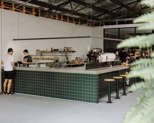 industrial style cafe inside mini warehouse