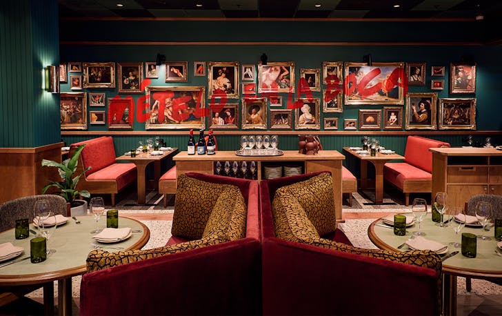 the dark green, moody interior of Lona Misa