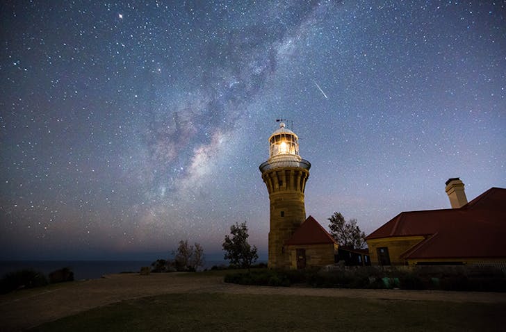 milky way over barrenjoey lighthouse