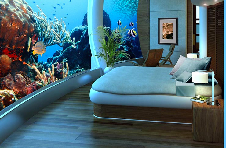 underwater bedroom part of poseidon underwater resort