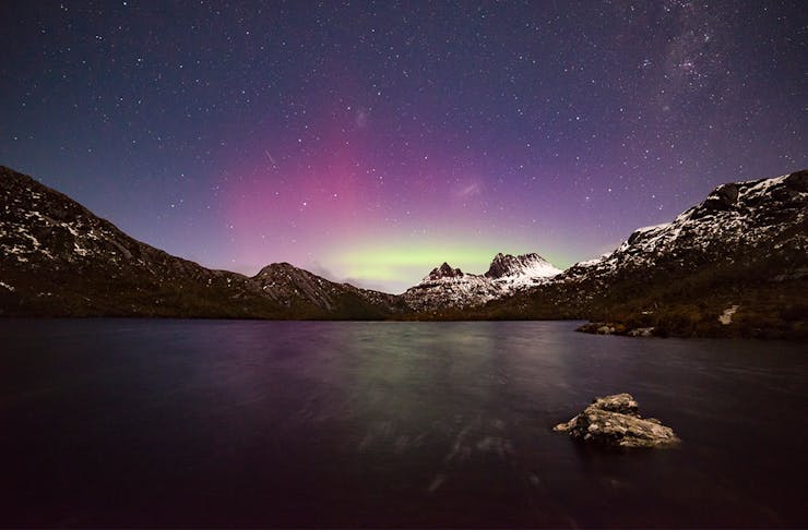 The Southern Lights in all their glory over Cradle Mountain