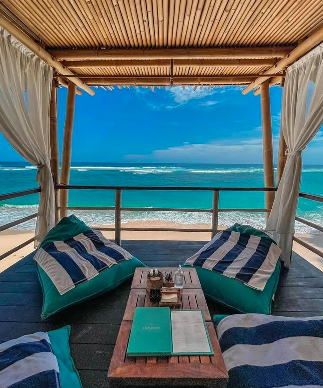 a cabana overlooking the ocean