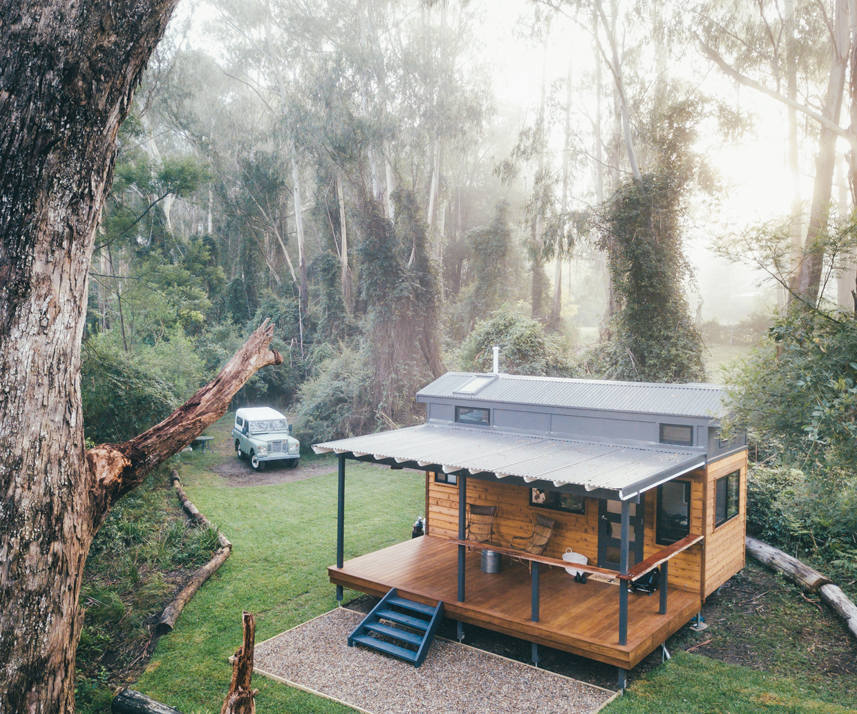 cosy cabin in the middle of woods