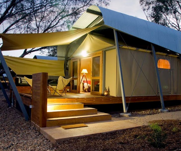 glamping tent in the outback