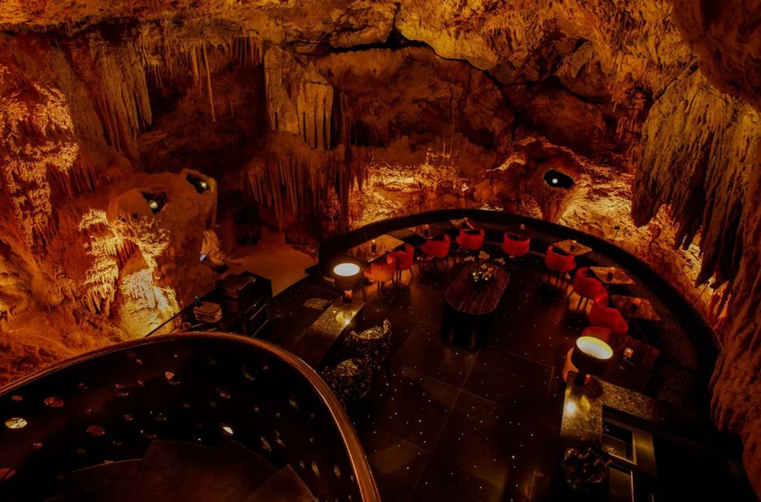 an underground restaurant in a cave