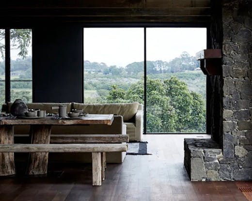 interior of rustic airbnb