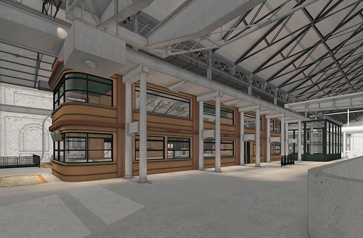 render of coffee roastery