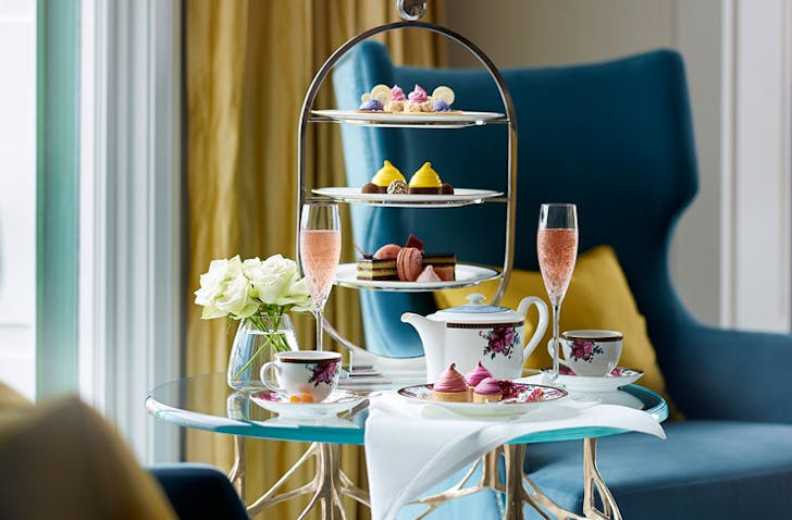 high tea set up at the langham