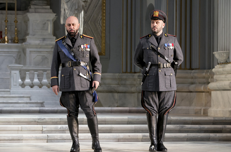 two people in nazi uniforms on stage