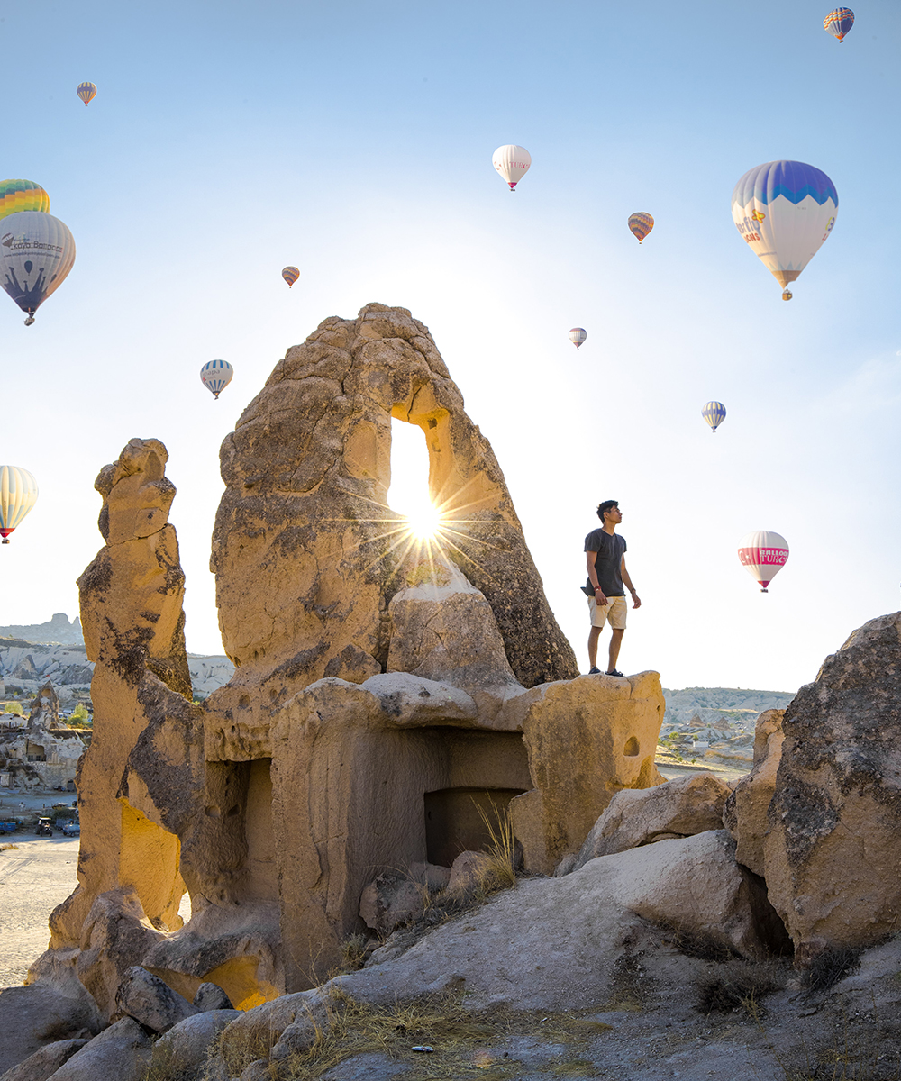 Hot Air Balloons float over Cappadocia, Turkey
