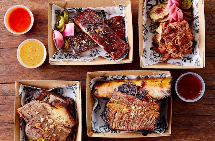 smoked meats and sauces and sides