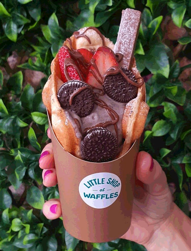 hand holding bubble waffles