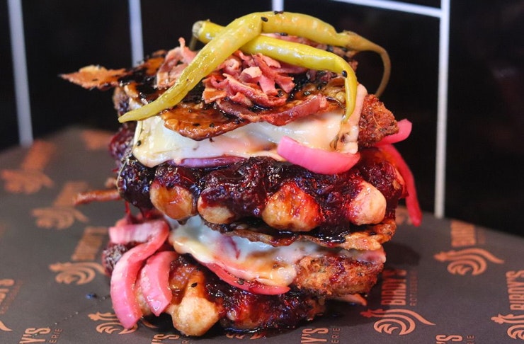 decadent waffle burger