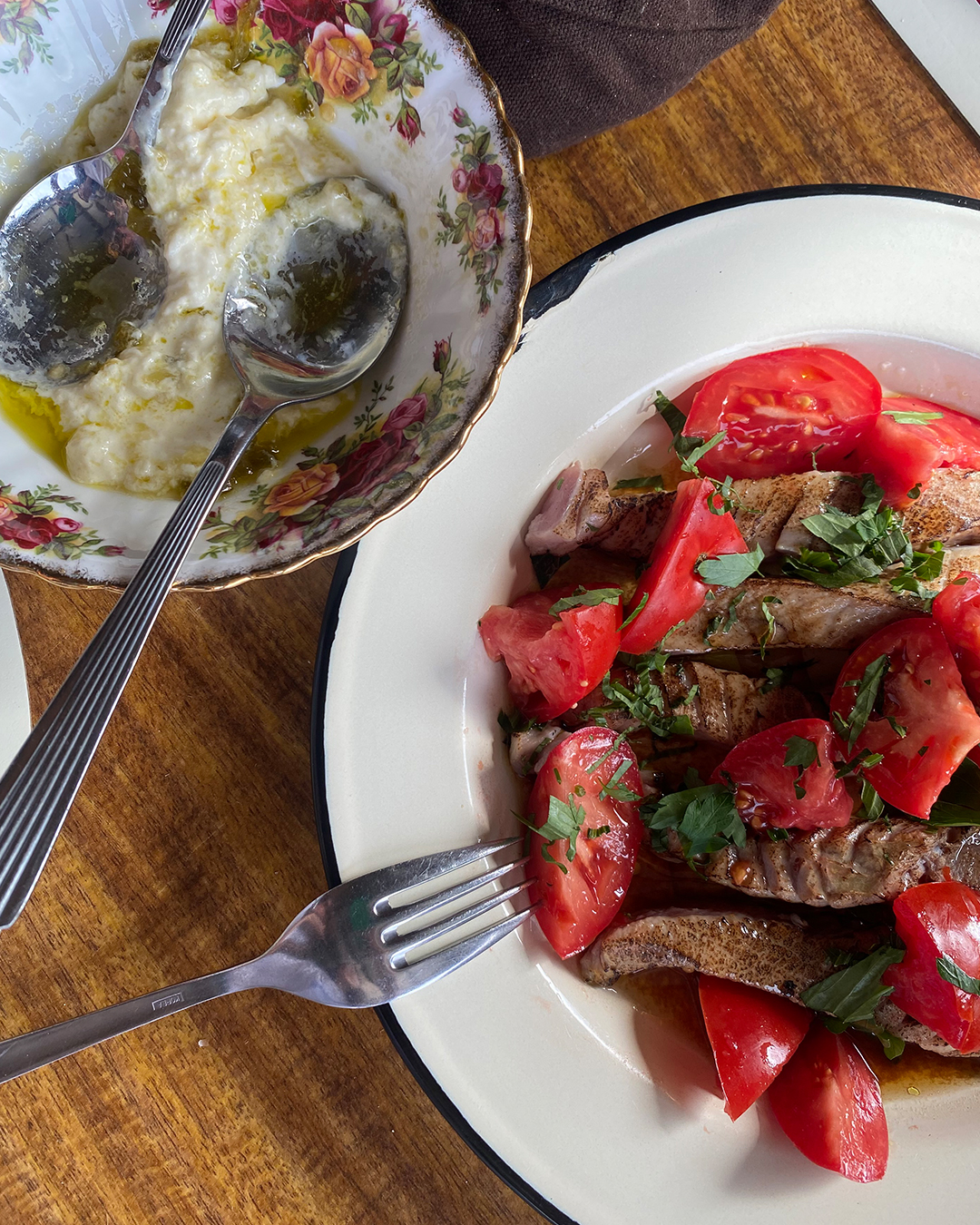 plates of ricotta and sardines