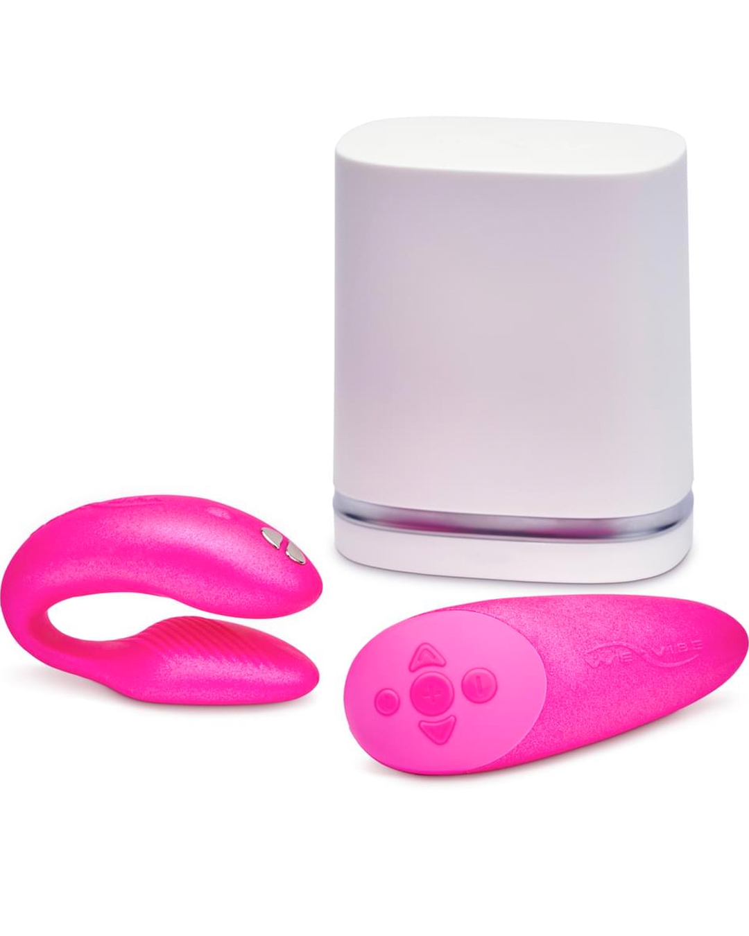 Two pink vibrators and another device. 